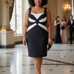 STUNNING Alexon Monochrome “Hourglass” Cocktail Dress (16)